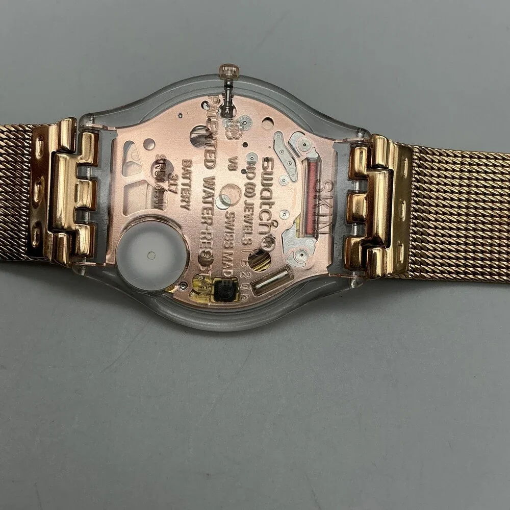 Swatch Hello Darling Womens Watch 33mm Rose Gold Tone Mesh New Battery